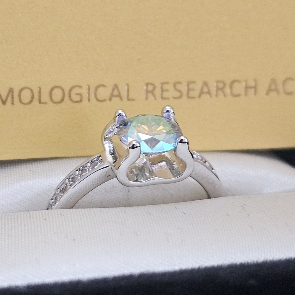 New MOISSANITE Certified 1 CT Fantasy Blue Ring‎ Size 6